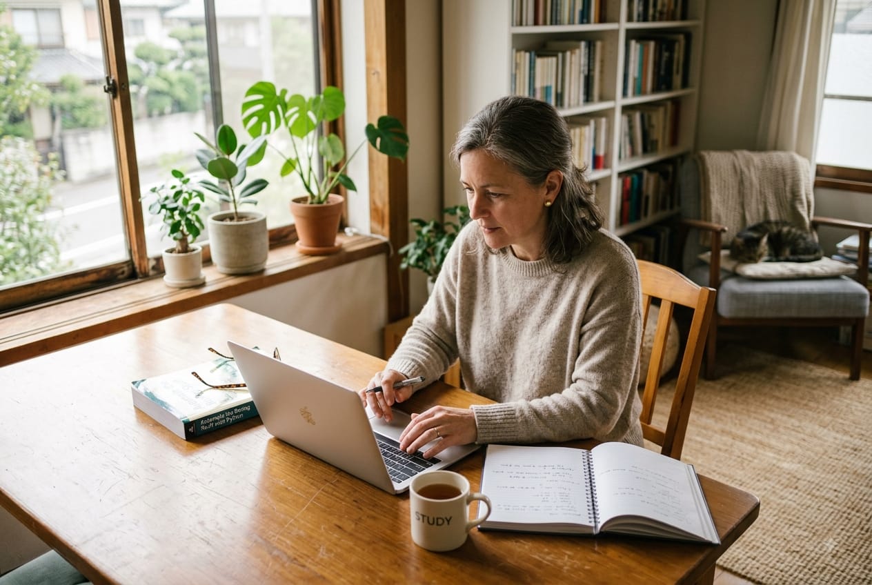 Woman practicing lifelong learning, one of the key brain health habits